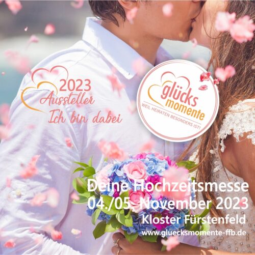 Aussteller dauerhafte Haarentfernung Muenchen. Mann und Frau küssen sich, davor der Text zur Messe.